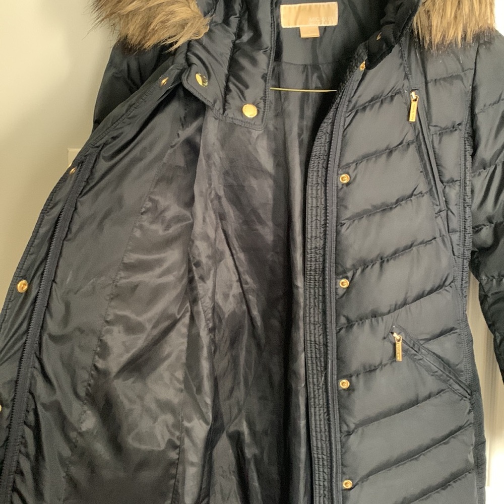 Navy Blue Michael Kors Puffer Coat Knee/Lower Thigh Length - Picture 4 of 6